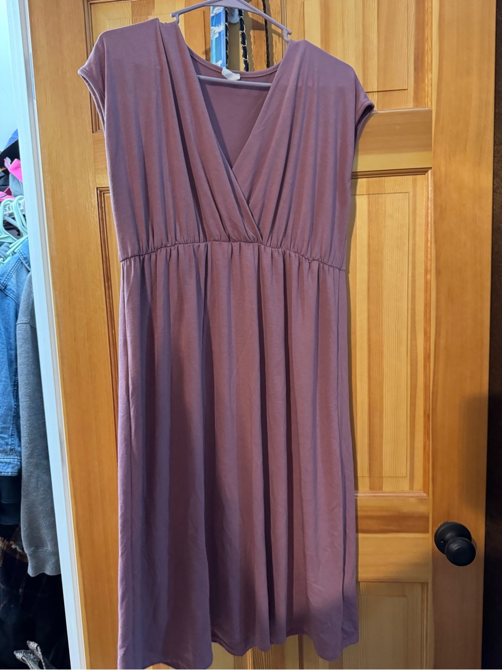 Pinkblush Mauve Surplice Cap Sleeve Midi Dress